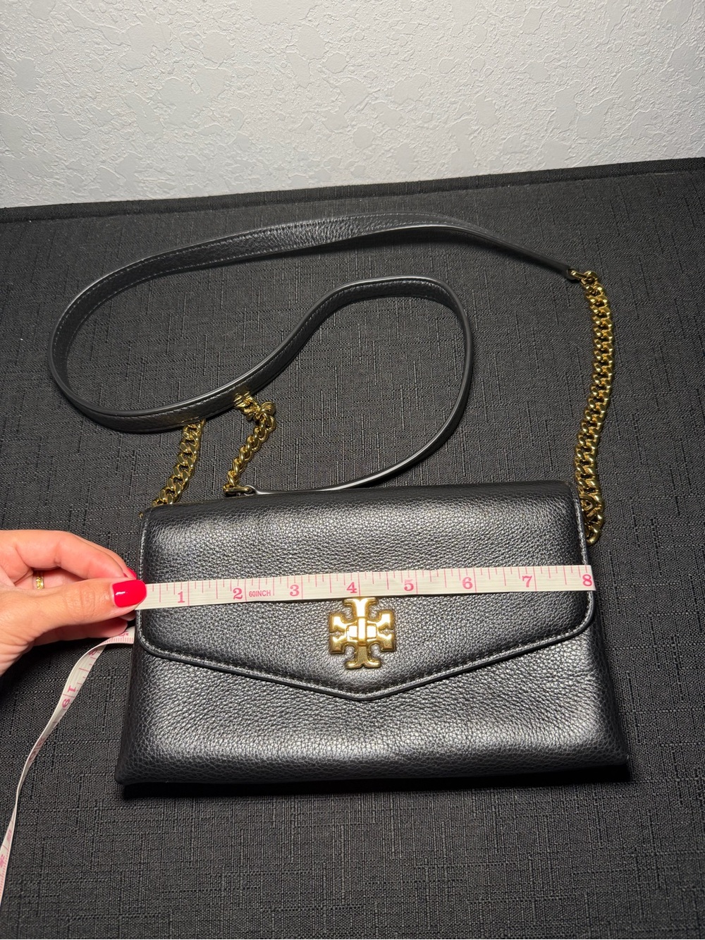 Tory Burch Black Leather Crossbody with Gold Logo